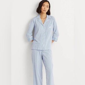 Lauren Ralph Lauren Cotton Sleep Set in Blue Stripe